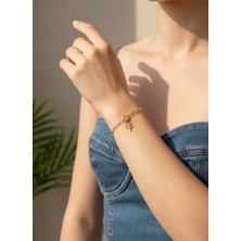Valmont Accessories Kadın Gold Renk Yıldız Charm Detaylı Zincir Bileklik