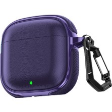 MobaxAksesuar Huawei Freebuds Se 2 / Se 3 ile Uyumlu Kılıf Deri Dokulu Tpu Koruyucu Case Metal Karabinalı Şarj Girişli