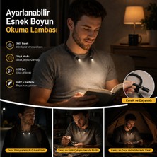 Hakan Living® Esnek Boyun Kitap LED Okuma Lambası, Çalışma Lambası  3 Işık Modlu Eller Serbest Okuma,örgü ve Tamir Lambası