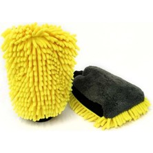 tp Buğz Araba Oto Yıkama Temizlik Eldiveni Süngeri Peluş Büyük Boy Çift Yüzeyli 22X19CM