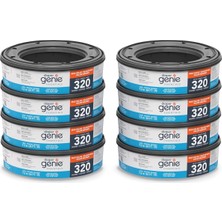Diaper Genie Essentials Yuvarlak Yedek 8'li Paket / 2560'A Kadar Yenidoğan Bezi Tutar / Kokusuz Sü