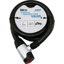 tp Buğz Anahtarlı Aç-Kapa Kilit Kapaklı Motor - Bisiklet Kilit Çelik Tel Siyah Şeffaf Kılıf 24MMX150CM BX40