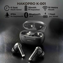 Hakopro Yeni Nesil Bluetooth 6.0, Ipx4 Su Geçirmez, Kablosuz Tws Kulak Içi Kulaklık Siyah K-001S