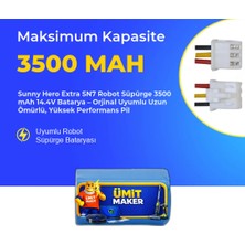 Sunny Hero Extra SN7 Robot Süpürge 3500 mAh 14.4 V  Batarya – Orjinal Uyumlu Uzun Ömürlü, Yüksek Performans Pil