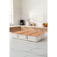 Atbyhome Valverdi - 6'lı 13 Parça Plastik Kahvaltılık Kahvaltı Seti Sunum Seti Bambu Görünüm