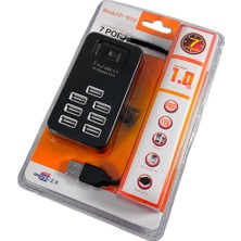 Fully S-802J 7 Port USB 2.0 Anahtarlı ve 1 Metre Kablolu Hub Çoklayıcı