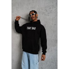 Velmora Fashion Erkek 3 Iplik Pamuklu Kapüşonlu Baskılı Cepli Oversize Sweatshirt Hoodie - Siyah