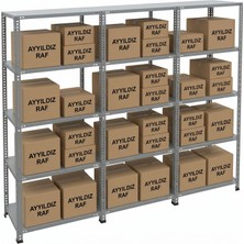 Ayyıldız Raf 59X279X200 cm Üçlü Seri Bağlantılı 5 Katlı Modüler Çelik Raf Sistemi – Elektrostatik Fırın Boyalı Çok Amaçlı Depolama ve Ayakkabılık Rafı