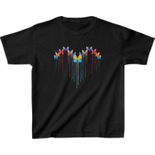 Velmora Fashion Çocuk Unisex Baskılı T-Shirt - Siyah