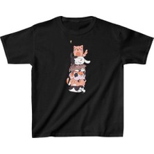 Velmora Fashion Çocuk Unisex Baskılı T-Shirt - Siyah