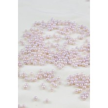 4 mm Çift Renk Karışık Açık Lilamsı Bej Plastik Inci Boncuk Malzemesi (25 Gr)