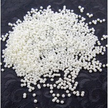 Ekose Desen Krem 3 mm Plastik Inci Boncuk Takı Aksesuar Malzemesi (25 Gr)