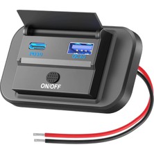 MELLİFERA Bir Usb Type-A ve Bir Usb Type-C Şarj Cihazı (Kapaklı-On-Off Anahtarlı-Mavi Işıklı)