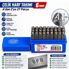 Gfb GFB6795 A-Z 27 Parça Çelik Harf Takımı 6 mm Çelik Harf Takım
