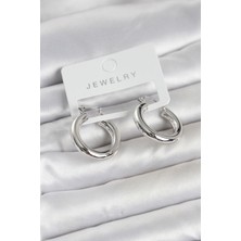 Luxana Gümüş Renk Pirinç Halka 25 mm Kadın Küpe 5886 - AFN9997370-5889