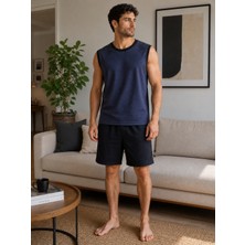 Balis Pijama Erkek Sıfır Kollu Desenli Şortlu Alt Üst Pijama Takımı Homewear Yazlık Iç Giyim Tatil