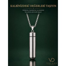 Voyage Accessory Kalbinizdeki Değerleri Taşıyın Paslanmaz Çelik Silindir Kapsül Kolye