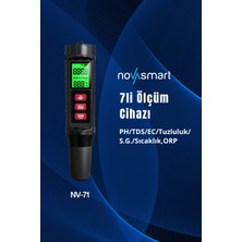 Novasmart NV-71 7’li Ölçüm Cihazı PH EC TDS Tuzluluk S.G. Sıcaklık Ölçer – Profesyonel Kullanım İçin