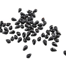 Serhat Aksesuar ve El İşçiliği Damla Siyah Içten Delikli 10X14 mm Akrilik Boncuk (25 gr 34 Adet)