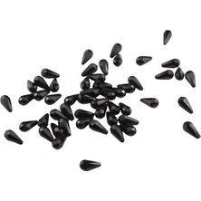 Serhat Aksesuar ve El İşçiliği Damla Siyah Içten Delikli 8X13 mm Akrilik Boncuk (25 gr 60 Adet)