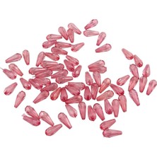 Serhat Aksesuar ve El İşçiliği Damla Akrilik Boncuk Pembe 7X18 mm Içten Delikli Boncuk (25 gr 45 Adet)