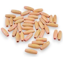 Serhat Aksesuar ve El İşçiliği 12 Mm Arpa Ikili Krem (22X6 MM) Ahşap Boncuk 35 gr (70 ADET)