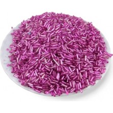 Serhat Aksesuar ve El İşçiliği 6x2 mm Kristal Boyalı Fuşya Boru Boncuk 80 Gr