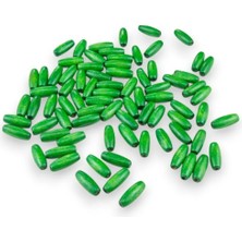 Serhat Aksesuar ve El İşçiliği 12 Mm Arpa Şeritli Türbe Yeşili (22X6 MM) Ahşap Boncuk 35 gr (70 ADET)