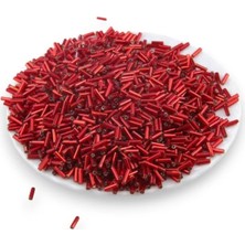 Serhat Aksesuar ve El İşçiliği 6x2 mm Kristal Kırmızı Boru Boncuk 100 Gr