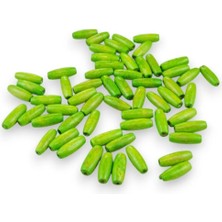 Serhat Aksesuar ve El İşçiliği 12 Mm Arpa Fıstık Yeşili (22X6 MM) Ahşap Boncuk 35 gr (70 ADET)