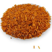 Serhat Aksesuar ve El İşçiliği 6x2 mm Kristal Opak Turuncu Boru Boncuk 100 Gr