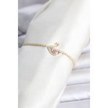 Luxana Pirinç Gold Renk Zirkon Taşlı Swan Model Su Yolu Kadın Bileklik 5886 - AFN9995736-8096