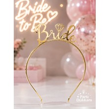 Parti Dükkanı Bride Gold Mika Taç – Bride To Be Bekarlığa Veda Gelin Tacı, Tek Taş Figürlü Saç Aksesuarı