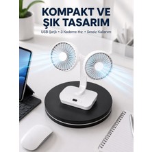 Luxana 720° Döner Çift Taraflı Masaüstü Vantilatör – USB Şarjlı Sessiz Fan - AFN9991910-2871
