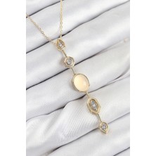 Luxana Pirinç Zincir Sarı Gold Renk Zirkon Taşlı Y Kolye 5886 - AFN9993143-2375