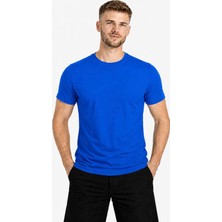 Axxel Erkek Saks Mavisi Kısa Kollu Pamuk T-SHIRT-D405