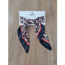 Cadde Dükkanı Beray 70*70 cm Desenli Saten Fular Siyah Leopar Desenli