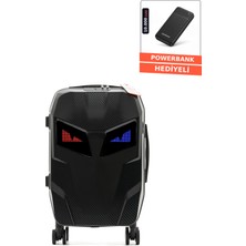 Missidea Titan LED Ekranlı Akıllı Valiz Karbon  (Kabin Boy)+Powerbank Hediyelidir