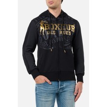 Boxeur Des Rues Black Full Zip Hooded Sweatshirt Black-Gold
