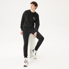 Lacoste Erkek Relaxed Fit Bisiklet Yaka Baskılı Siyah Sweatshirt