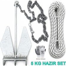 Goldsea Marine Tekne ve Şişme Bot Için Hazır Çapa Seti Danfort Çıpalı 5 KG