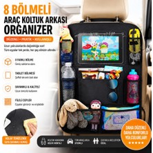 Polham 8 Bölmeli Araç Koltuk Arkası Organizer Tablet Bölmeli Fileli Oto Koltuk Arkası Eşya Düzenleyici
