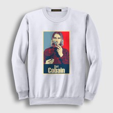 Presmono Unisex Beyaz Smoking Nirvana Kurt Cobain Sweatshirt