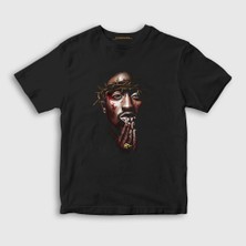 Presmono Unisex Çocuk Siyah Thorns Tupac Shakur T-Shirt