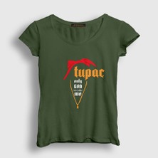 Presmono Kadın Haki Judge Tupac Shakur T-Shirt