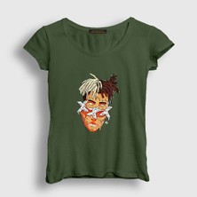 Presmono Kadın Haki Melting XXXTentacion T-Shirt