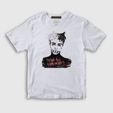 Presmono Unisex Çocuk Beyaz Hate XXXTentacion T-Shirt