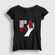 Presmono Kadın Siyah American Idiot Green Day T-Shirt