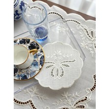 Denef Home Kelebek - Kokteyl Peçetesi Delik Işi Krem - 15X15 cm 2 Adet