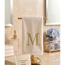 Denef Home Monogram B Harfi Gold Nakışlı Pamuklu Havlu 30X50 cm